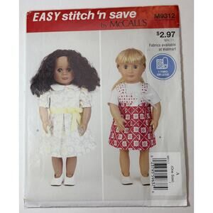 McCall's 9312 Easy 18" Doll Clothes 2018 - 1 yard or Less vn